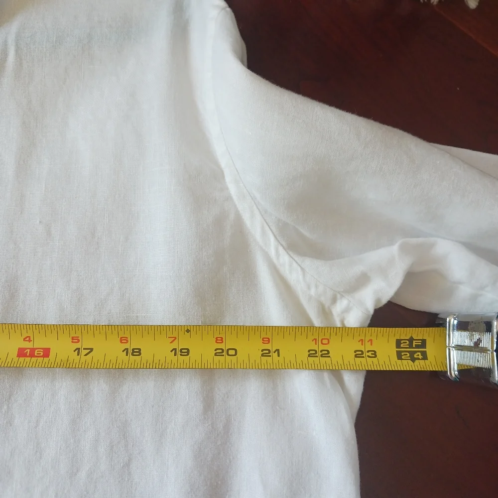 Lands' End White Linen Button Front Shirt sz 14 EUC - Picture 5 of 6